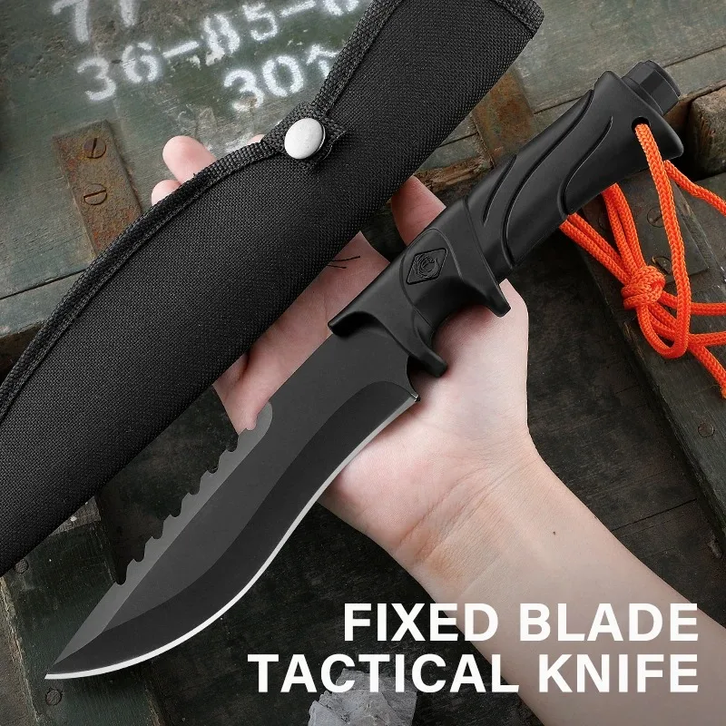 Camping Knife Hunting Knives Fixed Blade Straight Knife Fixed Blade Tactical Knife Bowie Knife with Sheath Full Tang