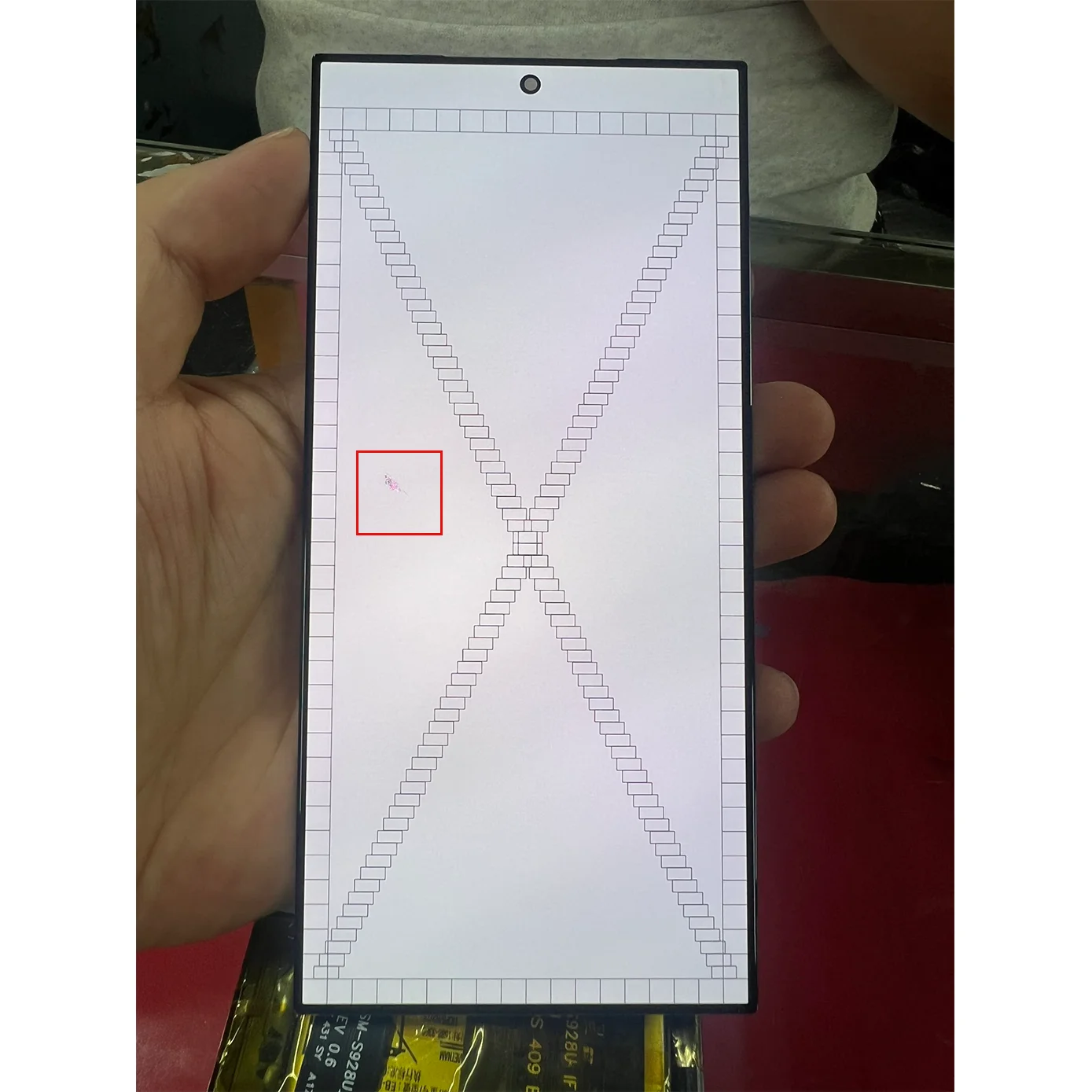Zwarte vlekken voor Samsung S24 Ultra S928E, defecte LCD-scherm- en touchscreenmodule, inclusief digitizer, met defect voor S24U LCD.