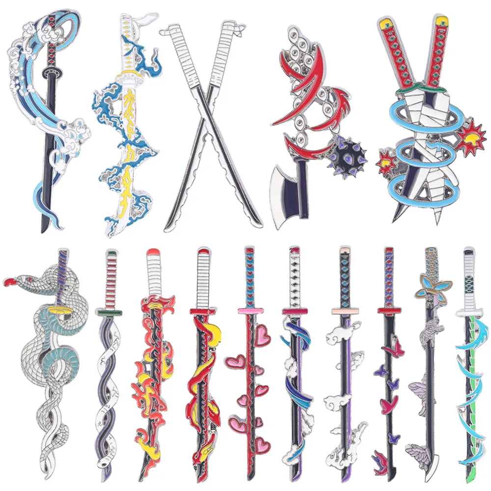 Anime Ghost Kill Team Sword Enamel Brooch Cute Metal Clothing Pin Backpack Badge Fashionable Jewelry Accessories Gift For Friend