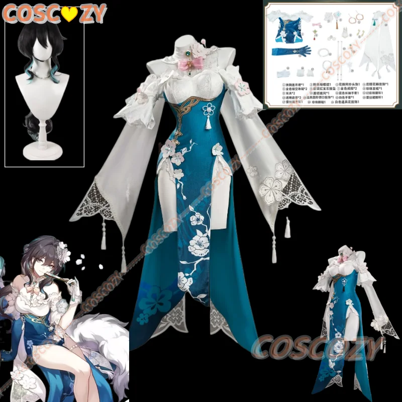 

Костюм для косплея по игре Honkai Star Rail: платье-ципао Руань Мэй, новый скин «Цветок сливы», парик, одежда для Хэллоуина и ролевых игр