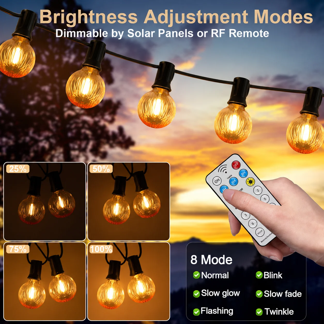 Outdoor Solar String Light G40 Pumpkin Shaped Halloween LED 24V Globe Waterproof Shatterproof Lights for Garden Backyard Cafe