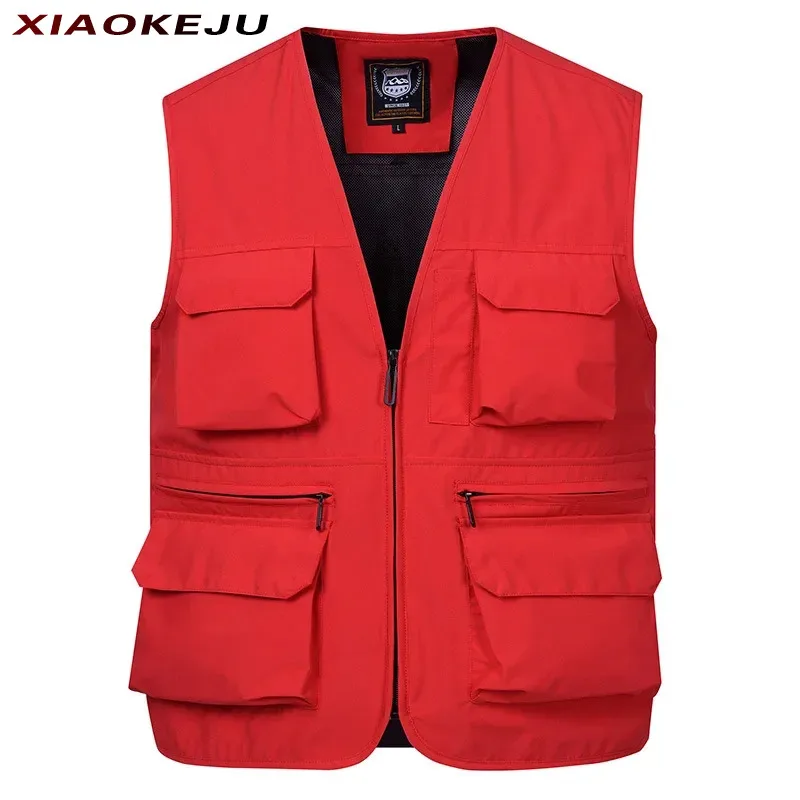 

MAN Tactical Vest Waterproof for Men Pocket Fishing Work Multi Motorcyclist Leather Vests Hunting Windbreaker Climbing Clothing