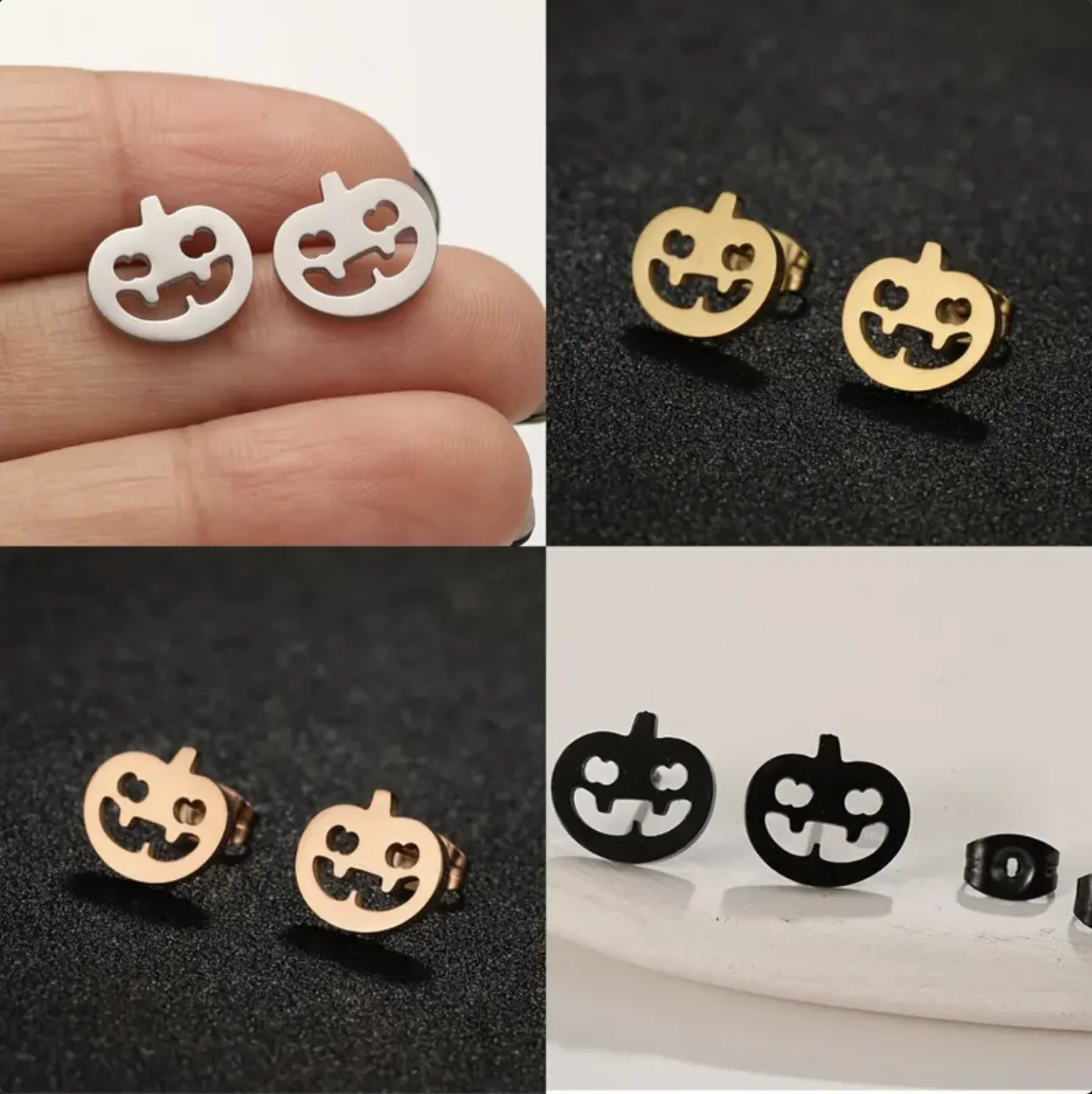 

stainless Steel Halloween Gift Pumpkin Stud Earrings, Pumpkin Ghost Pendent