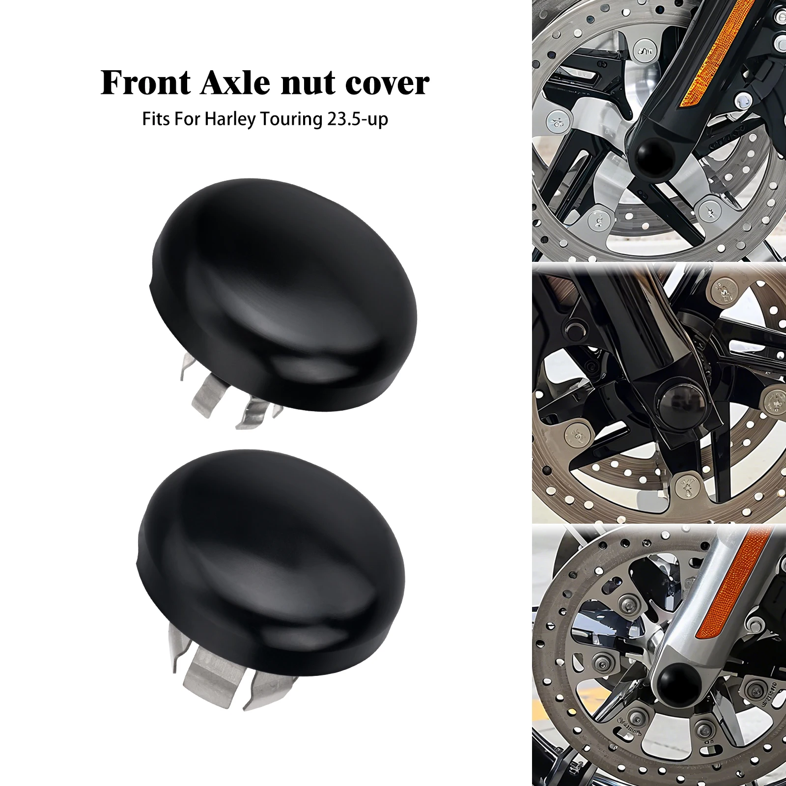 

Motorcycle Black Bolt Cover Front Axle Nut Covers For Harley Touring CVO Street Glide Road Glide 23-Up FLHX FLTRX 24-Up FLHXU 25