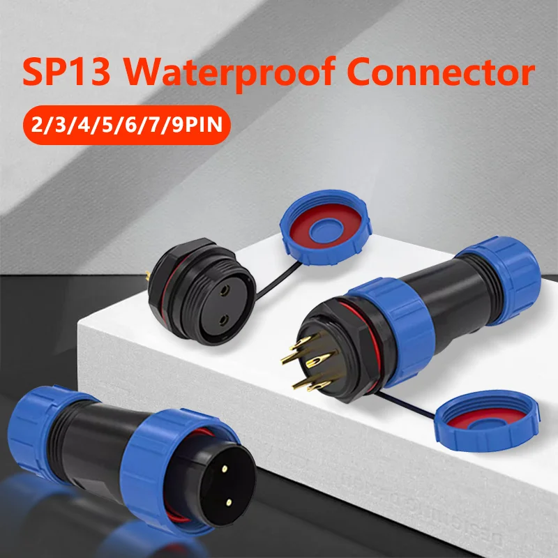 10sets SP13 2/3/4/5/6/7/9PIN Waterproof Connector IP68 Male Plug & Female Socket Panel Mount Wire Cable Connector Aviation Plug