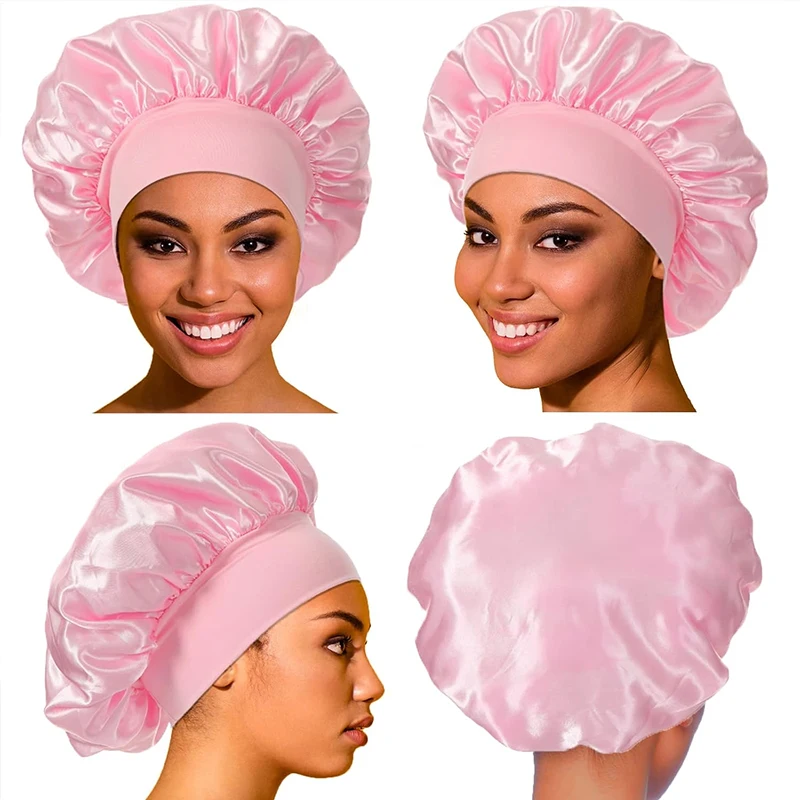 1PC Satin Sleeping Caps for Women, Breathable Design High Density Hair Caps, Wide Band Elasticity, Soft Fabric