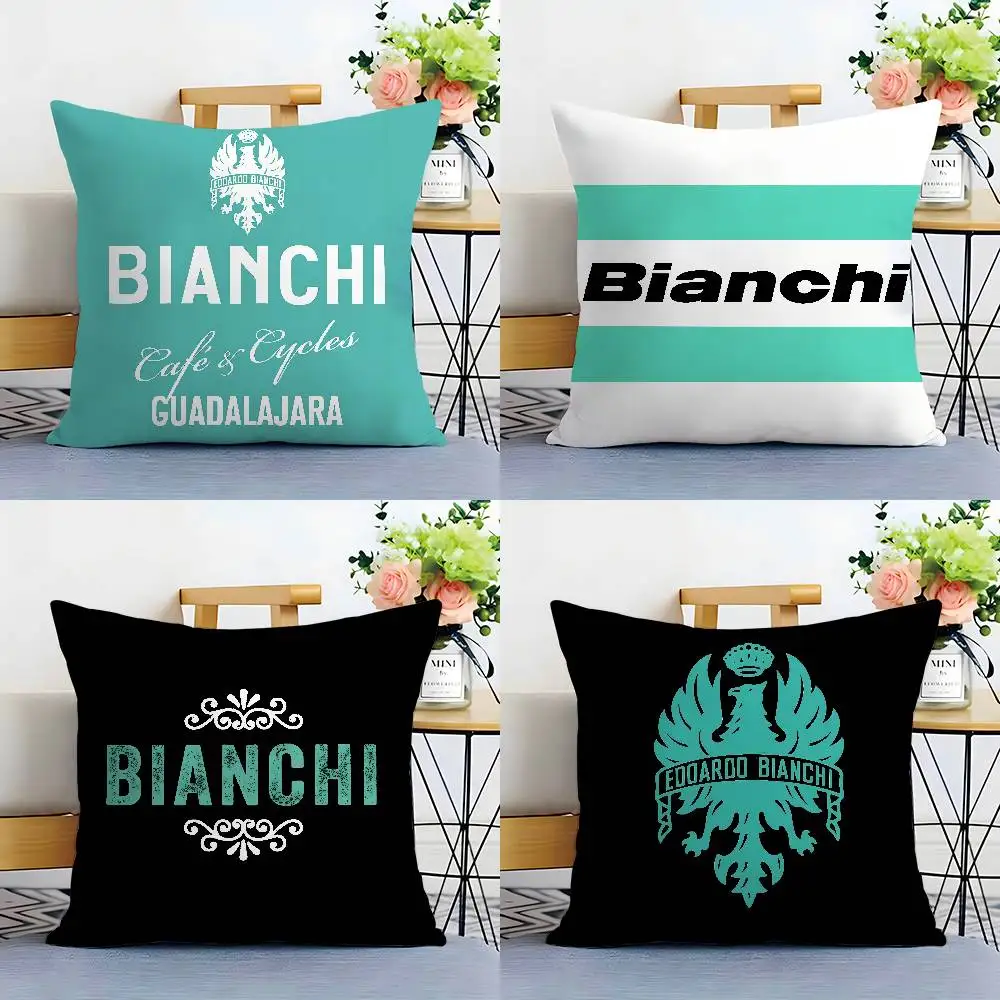 Federa per cuscino con logo B-Bianchi di lusso per divano, soggiorno, camera da letto, stampa fronte-retro, cuscino quadrato, federa per il tempo del pisolino