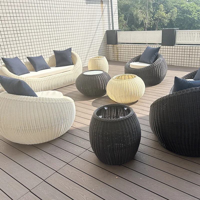 Outdoor-Freizeit-Rattan-Sofa, kreativer Innenhof-Terrasse, Garten-Rattan-Stuhl