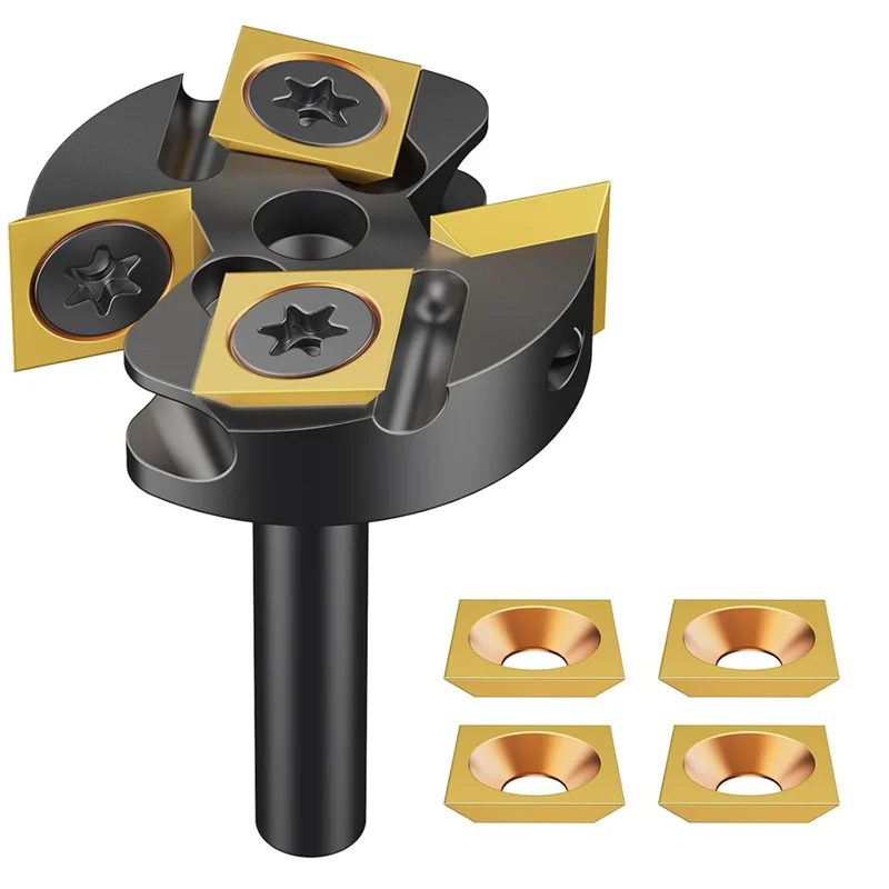 A88E-Titanium-Coated Carbide Surfacing Router Bit 1/4" Shank,1-3/8" Cutting Diameter 2+2 Flutes For CNC Spoilboard Planing