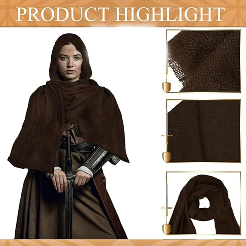 Medieval Renaissance Knight Cape Cloak Shoulder Half Cape Costume Pirate Scarf For Men Women Larp Cosplay Festivals