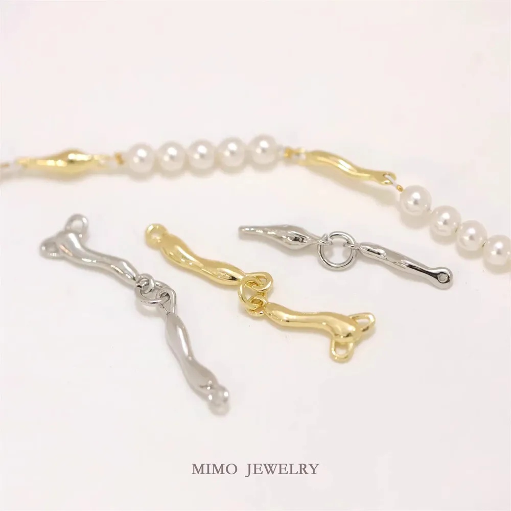 

1PCS DIY Handmade Accessory with Copper Plated Real Gold Irregular Shape Double-hole Connecting Stick Connecting Piece