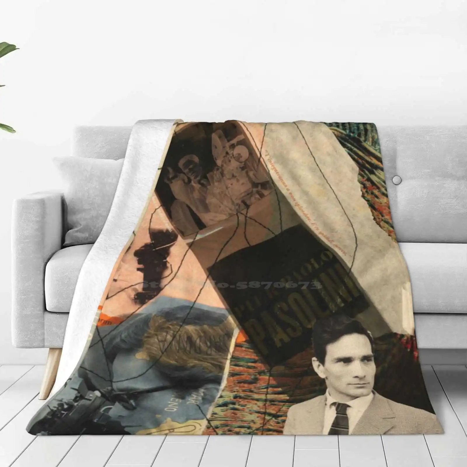 Pier Paolo Pasolini Trend Style Funny Fashion Soft Throw Blanket Pier Paolo Pasolini Collage Hand Made Writer Cinema