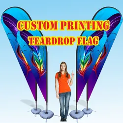 Custom Print Teardrop Flag Beach Banner Barber Shop Spa Salon Sport Racing Massage Coffee Hot Dot Ice Cream Milk Bakery Gym Fit