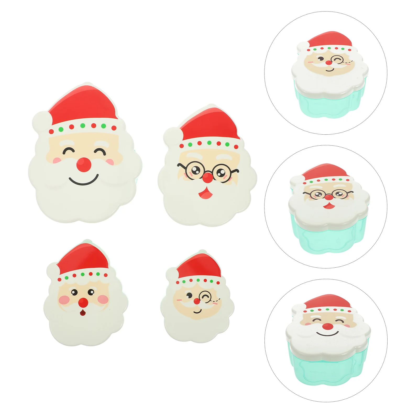 

4 Pcs Santa Storage Box Fresh-keeping Container Portable Food Useful Lunch Holder Child