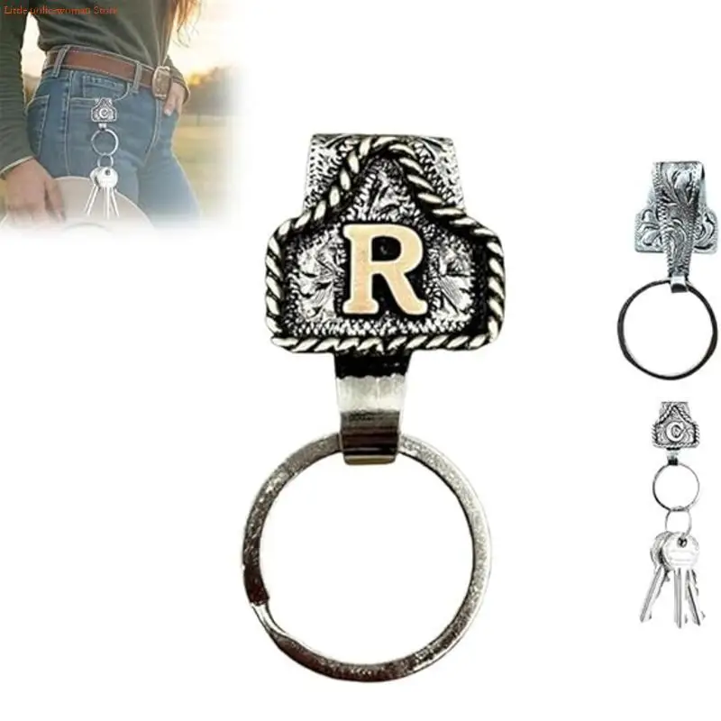 F92D مشبك حزام سلسلة مفاتيح حديث للرجال منظم مفاتيح مضاد للخدش مع تصميم الحروف