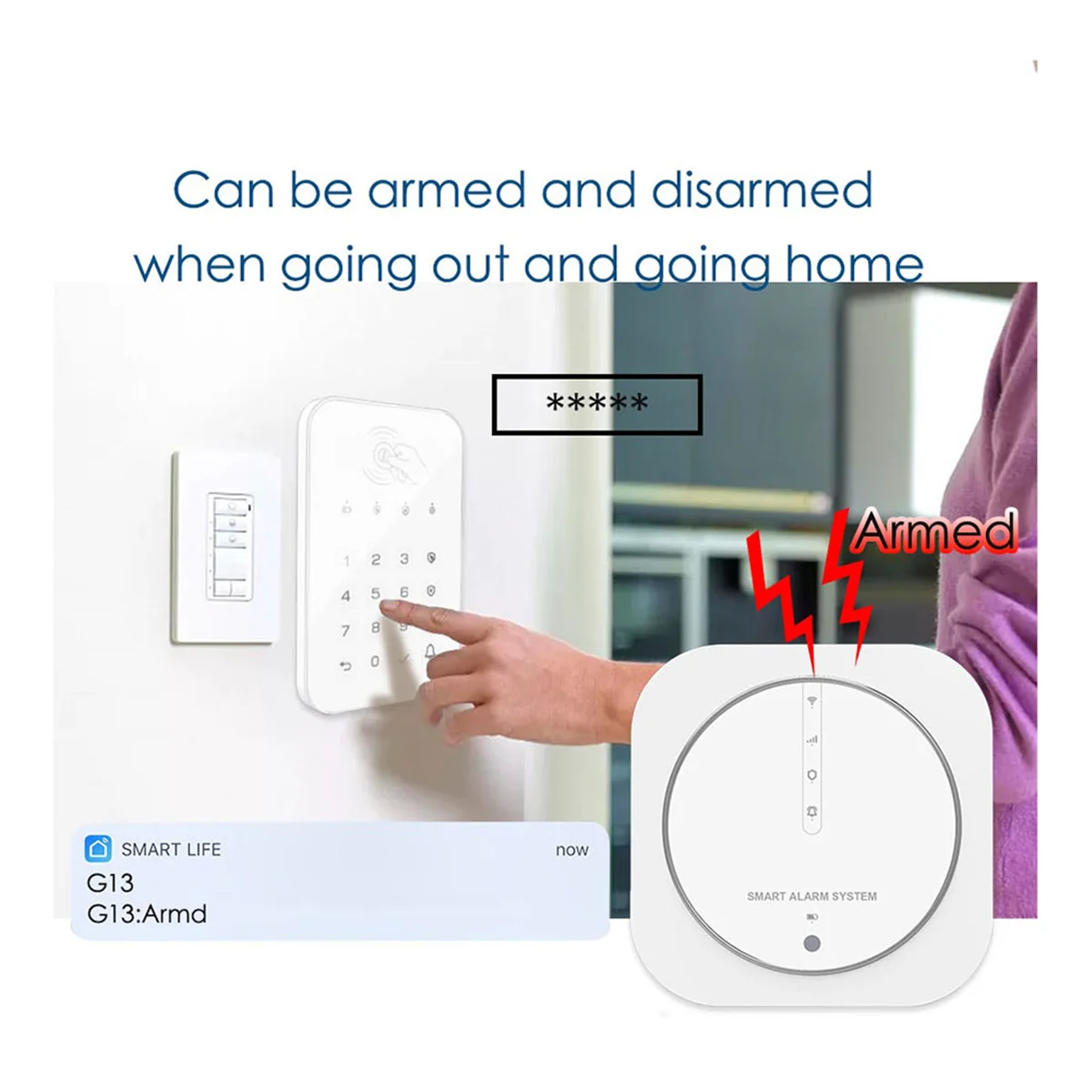 Graffiti Burglar Alarm Intelligent WIFI+GSM Dual Network Alarm System Home Multifunction Screenless Alarm