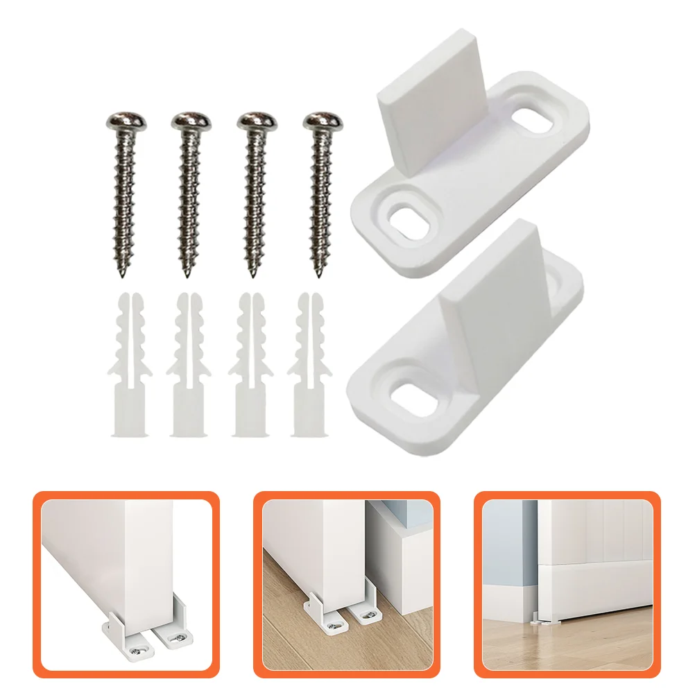 2 Pcs Barn Floor Rails Track Door Guides Sliding Roller Wall-mounted Stopper for Swing Carbon Steel Bottom