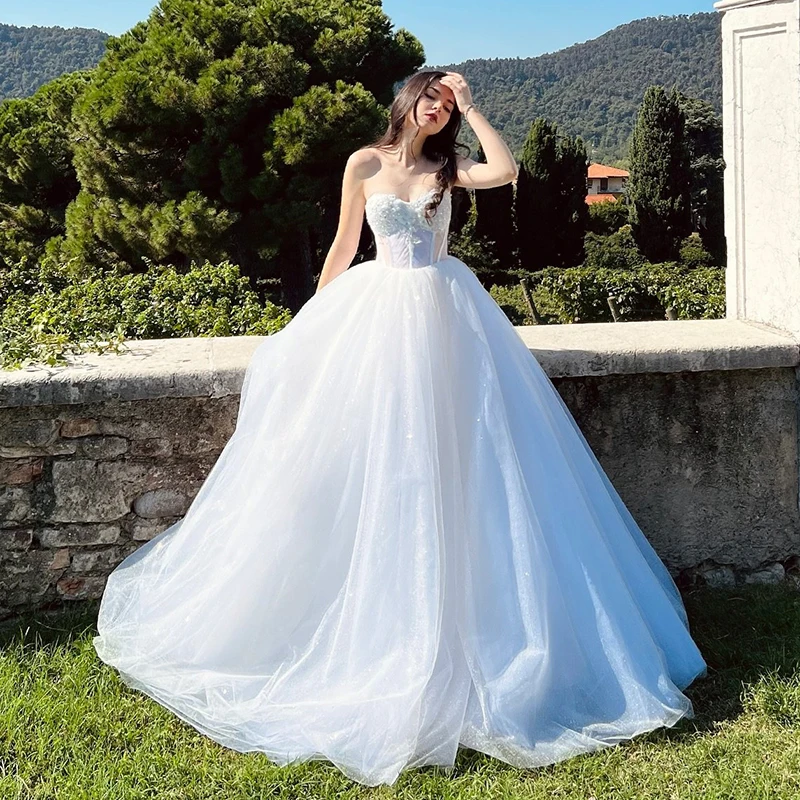 

Eightree Women A-Line Wedding Dresses Women Sweetheart Lace Floor Length Bridal Dress Formal Wedding Ball Prom Gowns Customized