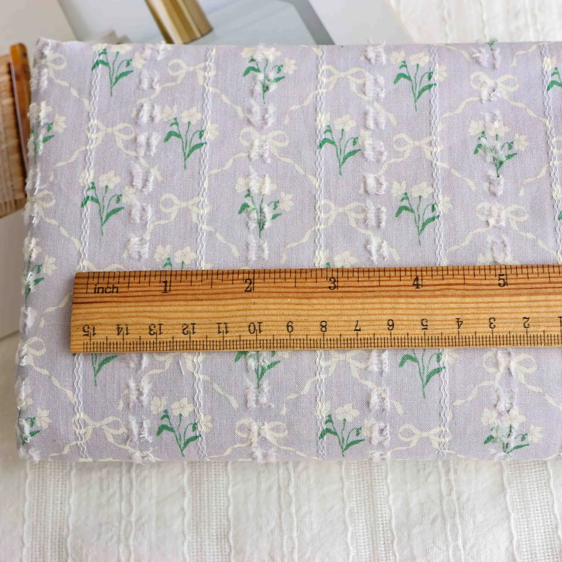 145x50cm Ethnischer Stil Kleines Blumenmuster 100% Baumwolle Gestreifter Jacquard-Stoff für Kinderkleidung Vorhänge Heim-DIY Nähen Handwerk – Detail 5