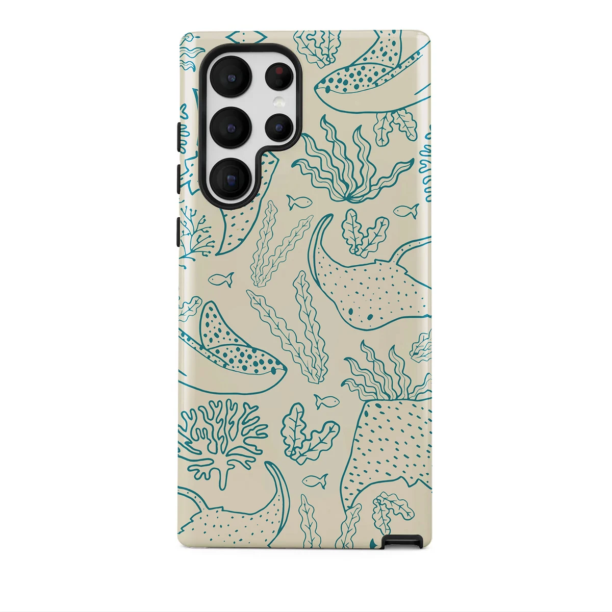 Phone Case for Samsung S25 S24 S23 S22 A55 A54 A16 Ultra PRO Plus FE 5G Marine Life Patterns Hard Acrylic Shockproof Cover Funda