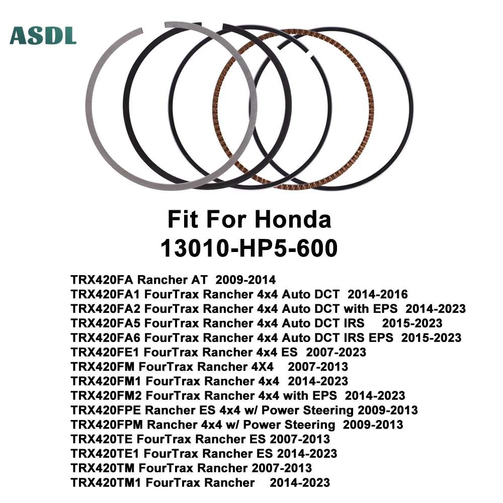 

86.5mm Motorcycle Engine Piston Rings Kit for Honda TRX420FA Rancher 09-14 RX420FA1 A2 A6 14-23 TRX420FE1 TRX420FM 07-23 TRX 420