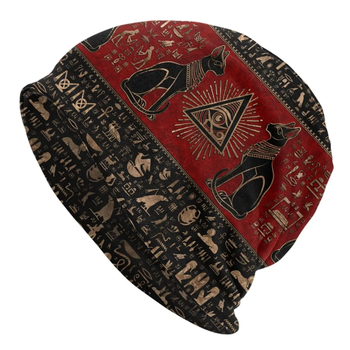 Egyptian Cats And Eye Of Horus Skullies Beanies Hats Egypt Goth Men Women Outdoor Cap Warm Dual-use Bonnet Knit Hat