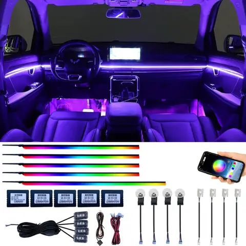 스트리머 LED 자동차 주변 조명 인테리어 심포니 64 색 RGB Led 숨겨진 아크릴 스트립 장식 분위기 조명 18/10/6 in 1
