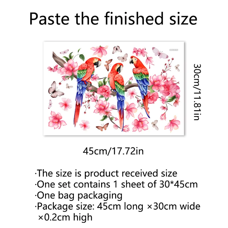 Creative Cartoon Peach Blossom Parrot Wall Sticker Tree Branch Home Cabinet Living Room Background Decoration Wall Sticker