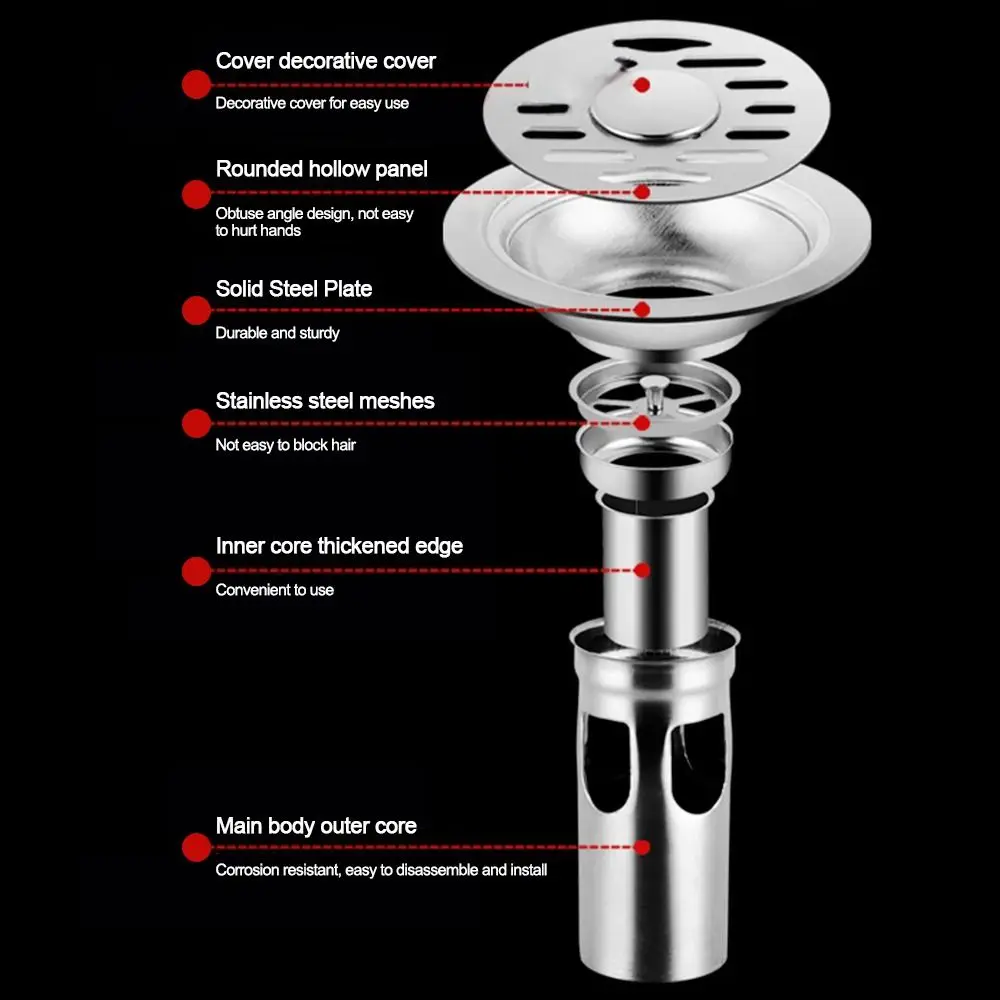 Con cubierta de rejilla, drenaje de suelo de la ducha, preventor de reflujo, colador de fregadero de acero inoxidable, filtro de drenaje desechable antiolor