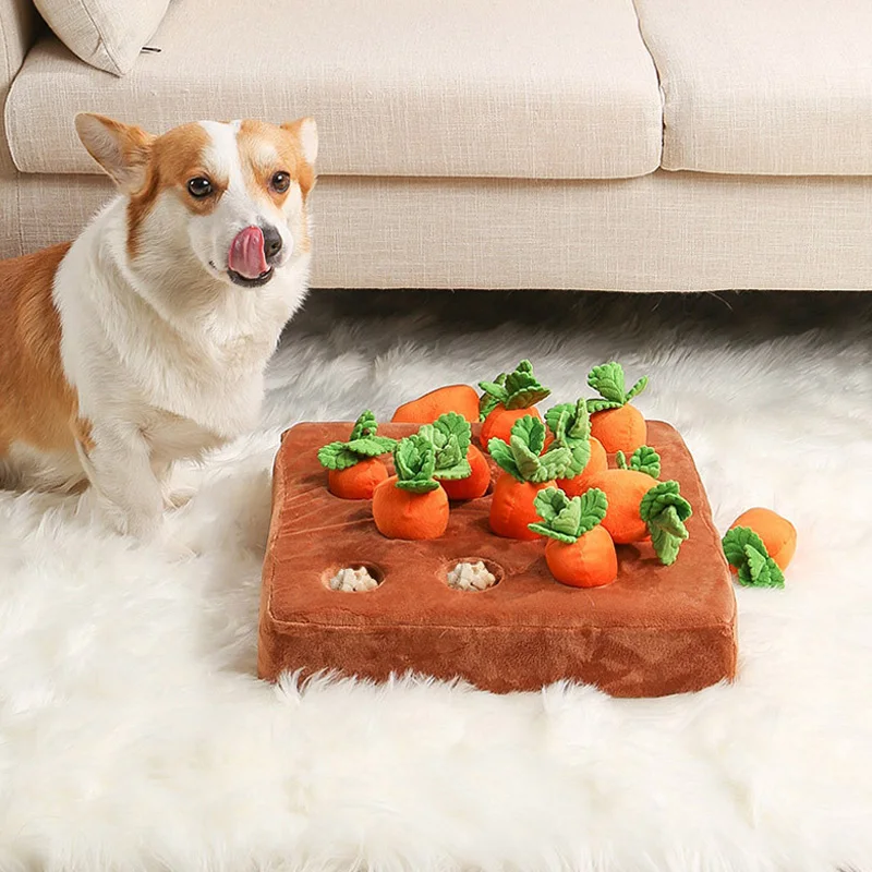 Dog Snuffle Mat Plush Carrot Toys Pet Vegetable Chew Toy Hide Food Pull Radish Improve Eating Habits Puppy Interactive Toys