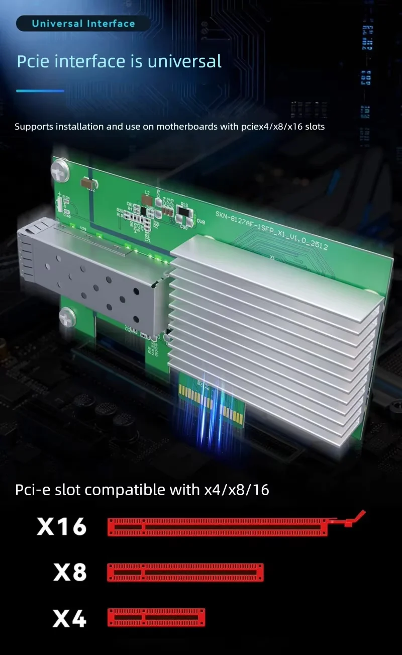 XikeStor 10G Netzwerkkarte mit elektrischem Anschluss, RJ45 elektrischer Port, unterstützt Flash. – Detail 4