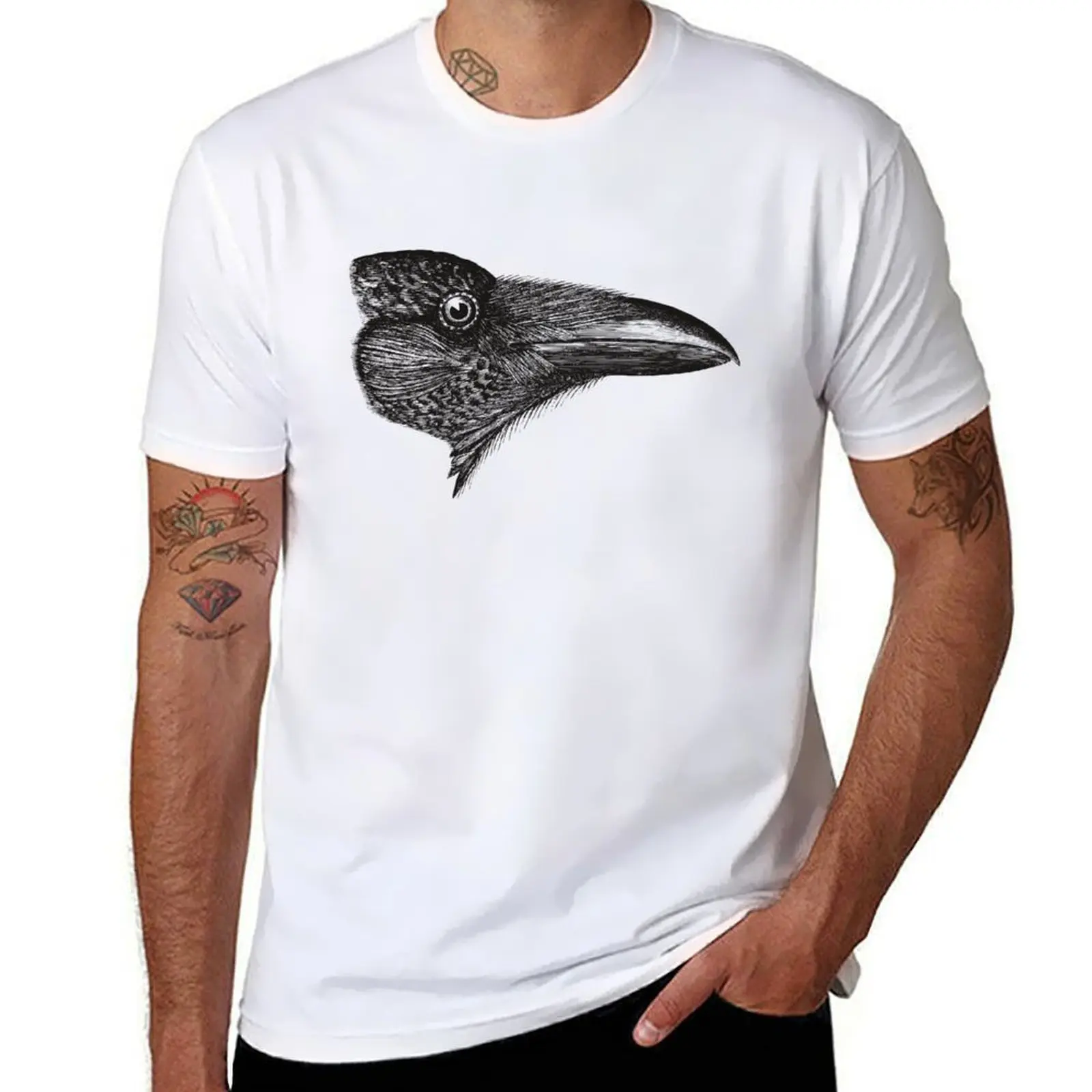

American Raven scientific Vintage Engraving T-Shirt t shirt for man t shirt custom print T-Shirt