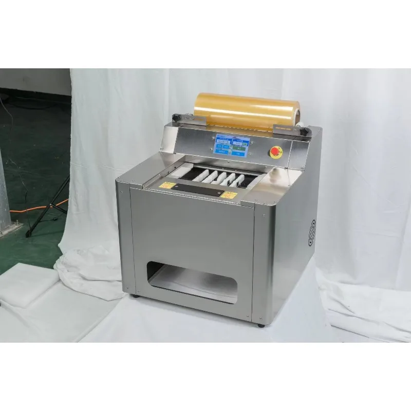 Custom Small Desktop Automatic Cling Film Wrapping Machine Stainless Steel Fruit Vegetable Tray Wrapper For Supermarket