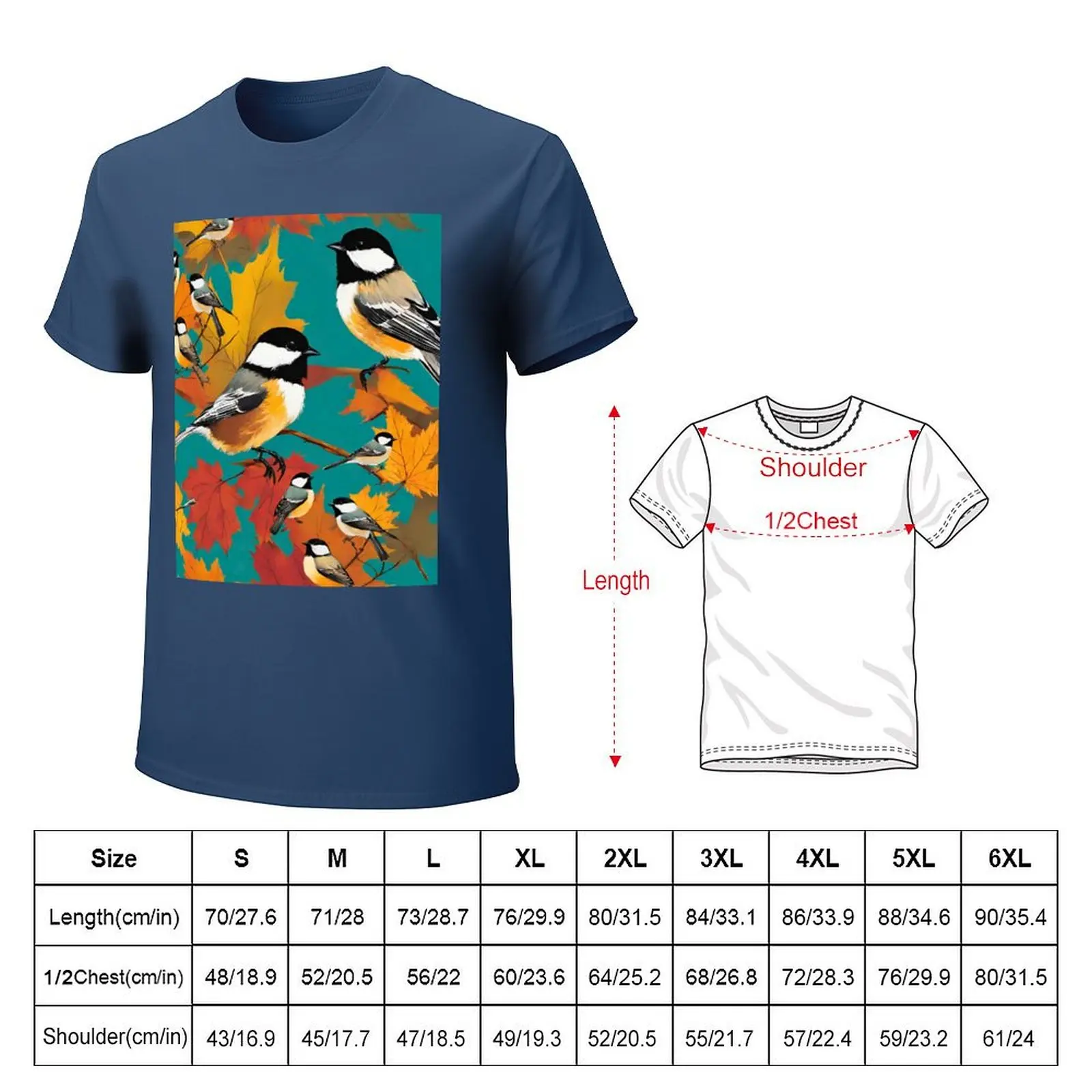 Chickadees in Autumn Day T-shirt boys animal print summer tops heavyweights cute clothes fitted t shirts for men