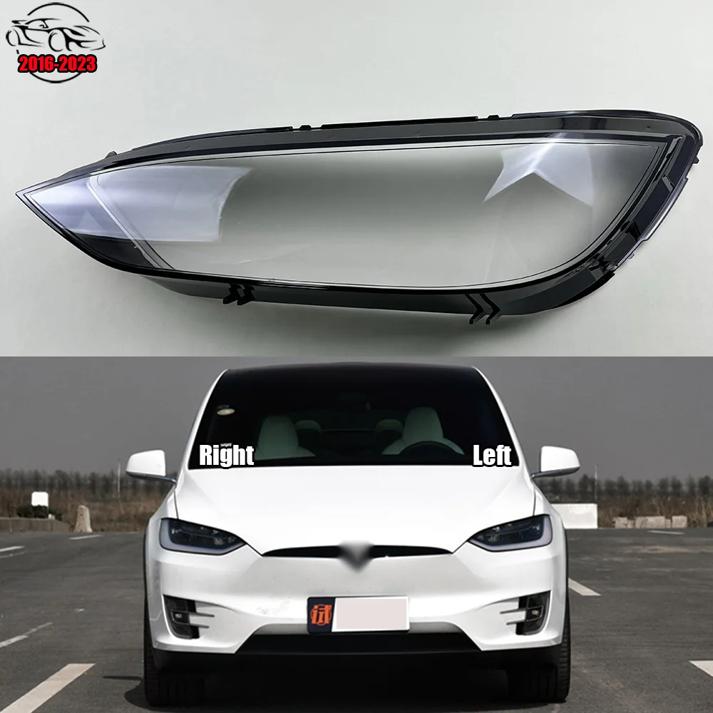 

For Tesla Model X 2016-2023 Front Headlamps Cover Transparent Headlight Shell Lens Plexiglass Replace Original Lampshade