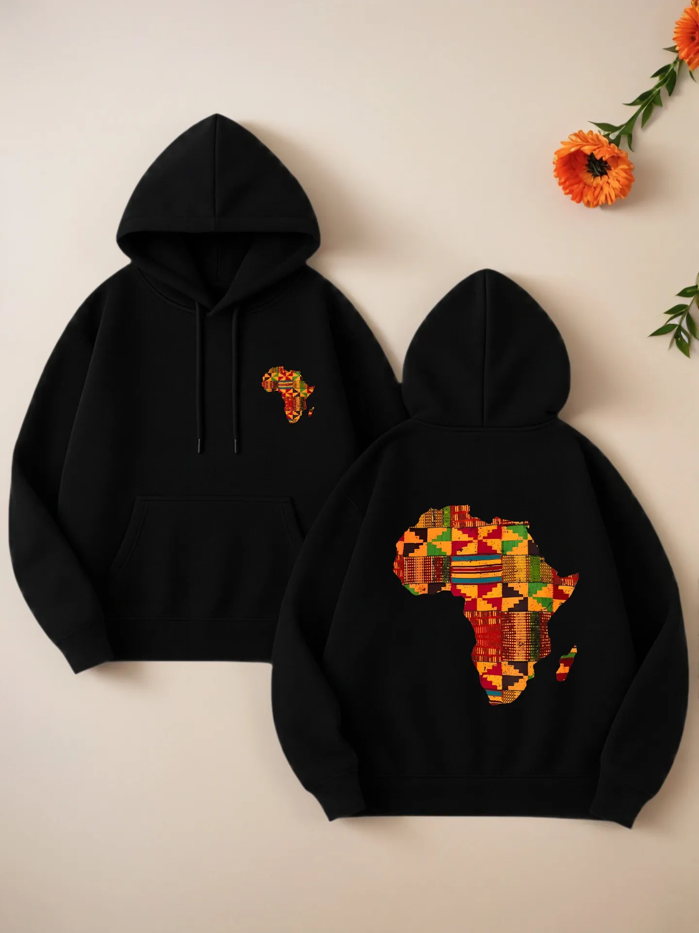 

Graphic Hoodie Women, African Map Print, Aesthetic Design, Soft Fabric, Casual Everyday Wear, For Teens
