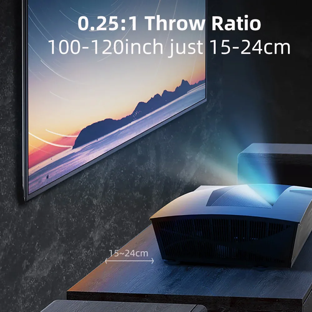 Native 4K Projector Laser, Full RGB Triple Laser Projector with Android WiFi 6 Wireless Mirror Screen DLP Link 3D Beamer