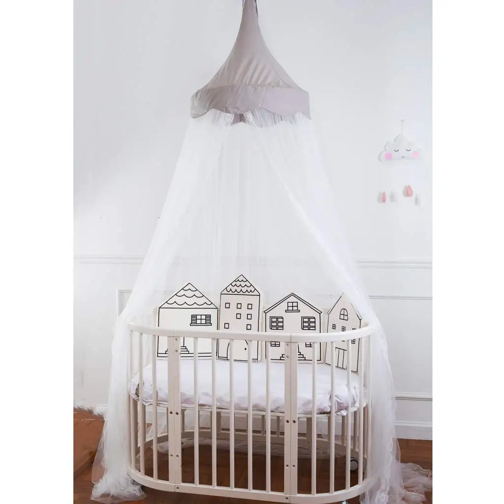 

Princess Hanging Bed Canopy Baby Crib Net Lace Round Dome Mosquito Net