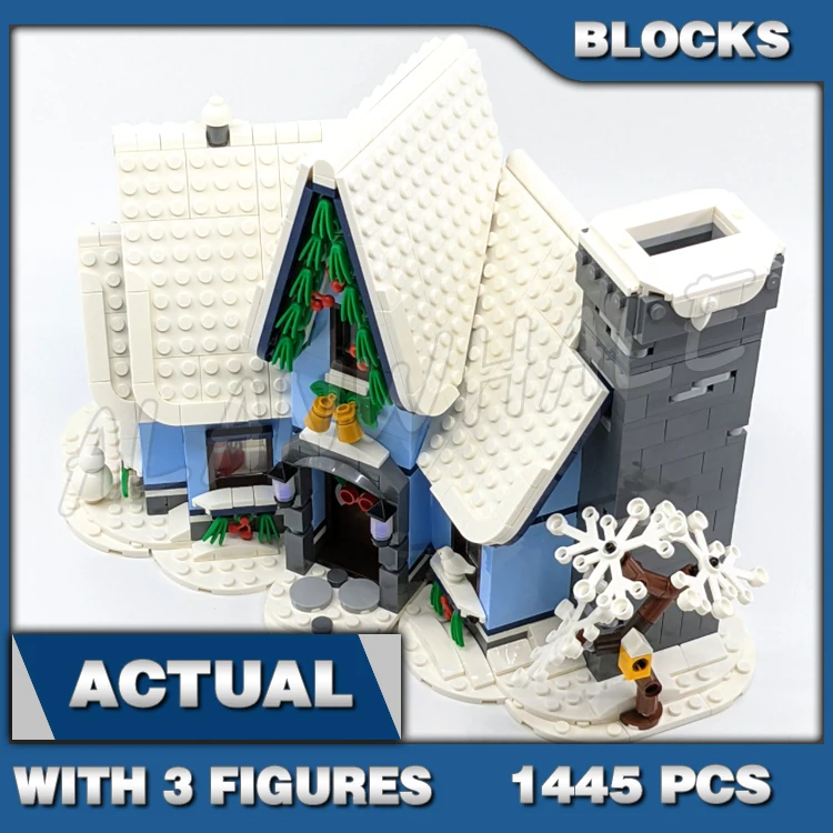 1445 elementów Kreatywny Ekspert Zimowa Wioska Odwiedziny Świętego Mikołaja Dom Świąteczny Kominek 88088 Klocki Kompatybilne z Modelami