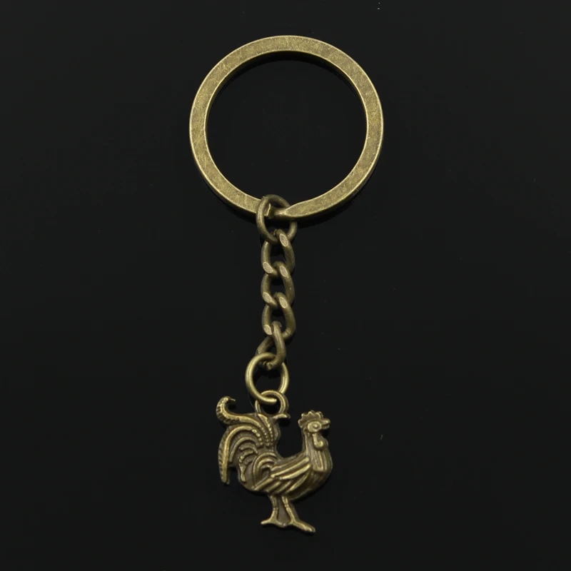 New Fashion Keychain 22x18mm Cock Pendants DIY Men Jewelry Car Key Chain Ring Holder Souvenir For Gift