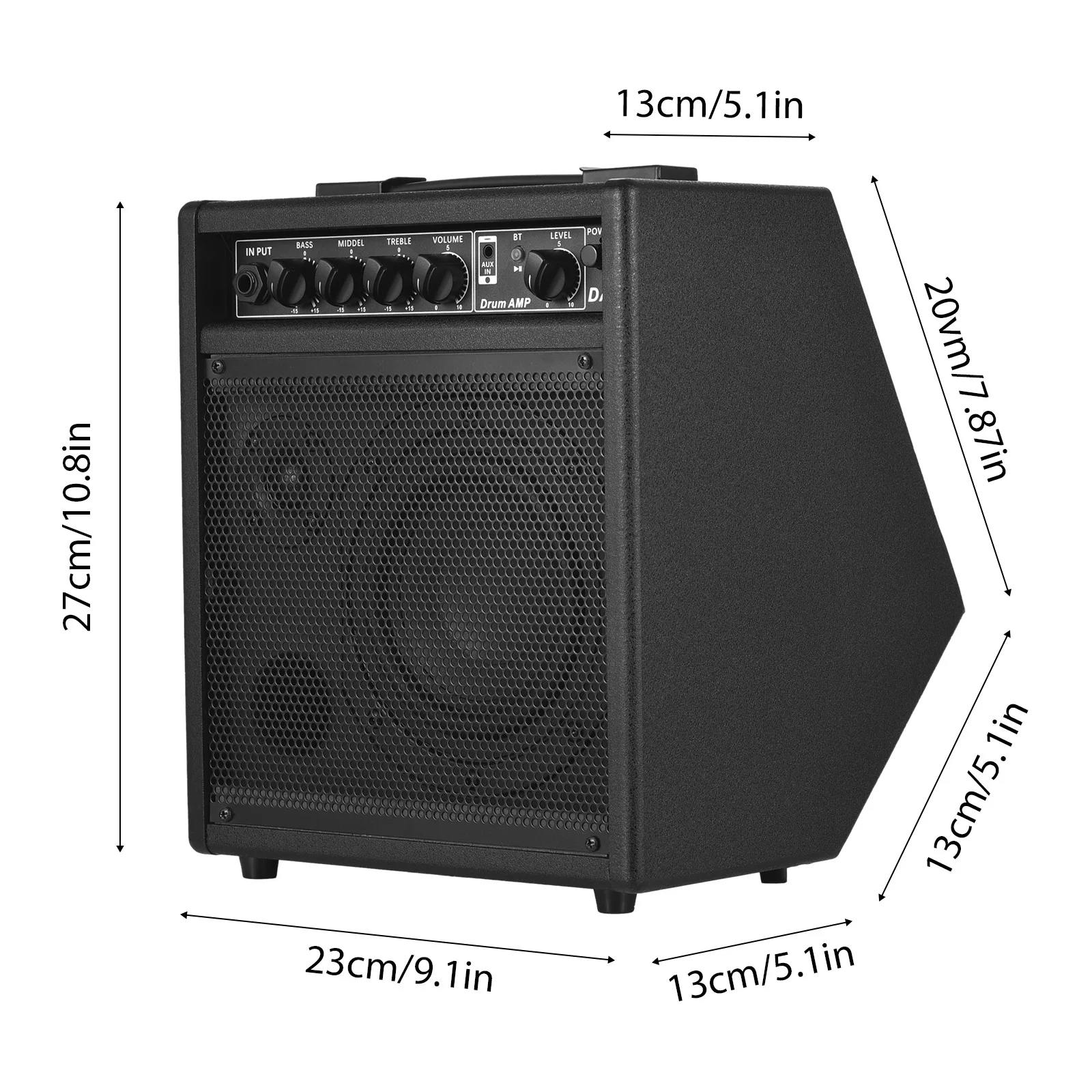 25W Electronic Drum Speaker Portable BT Practice Drum Amplifier Speaker for Electric Drums Keyboard Wooden Guitars Home Practice