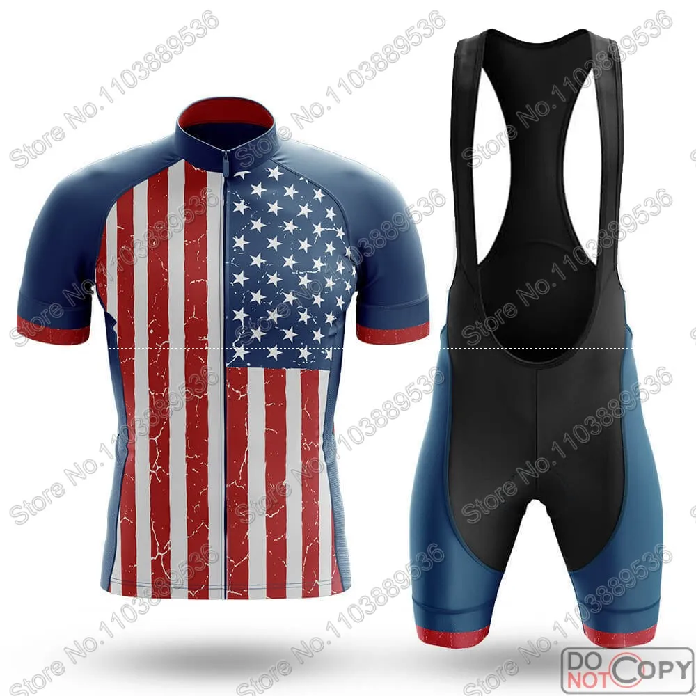 

Комплект велосипедного трикотажа USA-Stars-Stripes 2025 года, мужская одежда для велосипеда, рубашки для шоссейного велосипеда, костюм, велосипедные шорты-комбинезоны MTB Maillot