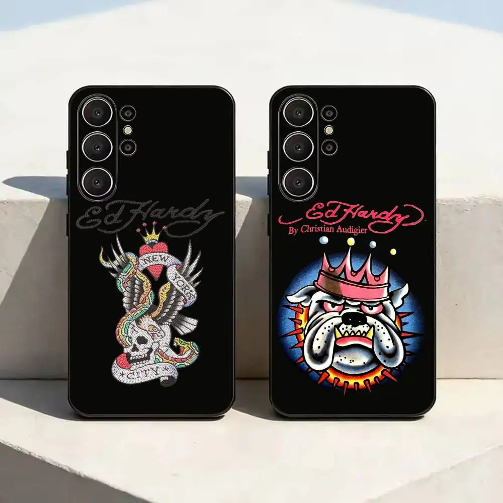 Fashion Ed Hardy Phone Case For Samsung S25 Ultrathin Lightweight Precise Hole TPU Printed Phone Case