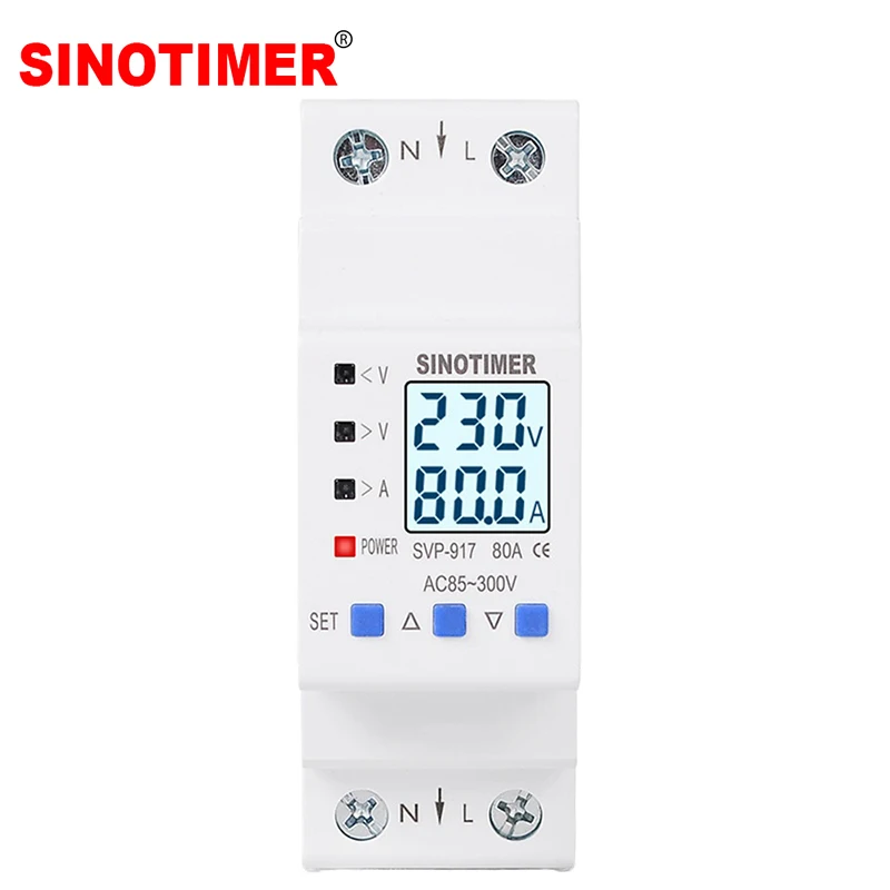 

Adjustable Smart Self-Reset Over Under Voltage Protector Current Limit Protection with Overload Switch Power Display 85-300V AC