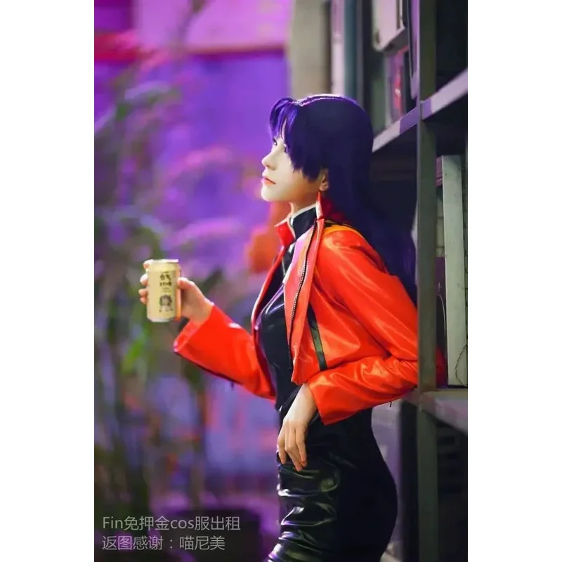 

☎ UWAWA Anime Katsuragi Misato Cosplay Costume, Red Jacket, Dress, Wig, Uniform, Halloween Party ☎