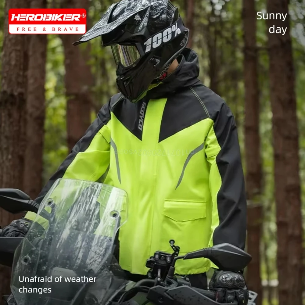 

SCOYCO Motorcycle Rain Suit Men Women Rainstorm Rain Gear Waterproof Protective Rain Coat with Pants 2 Pieces Breathable Outdoor