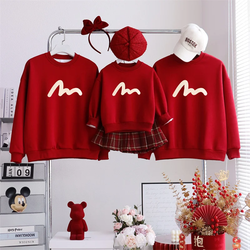 2026 Fashion New Daily Family Sweatshirt Autumn Outing Crew Neck Pullover Parent-child Outfit Adults Kids Casual Family Clothes