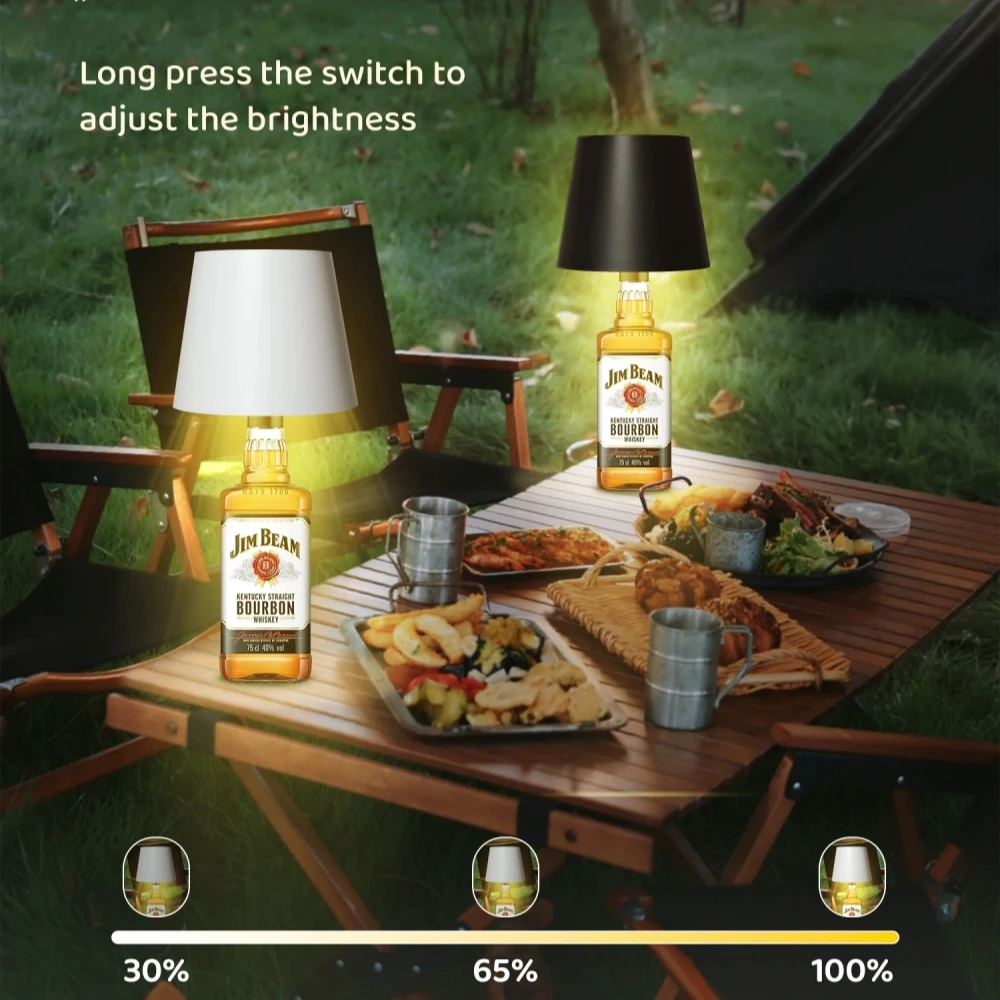 Lámpara de mesa de botella inalámbrica con carga USB, Control táctil de 3 colores/RGB, lámpara de noche con atenuación continua para Bar, botellas de vino, luces de escritorio