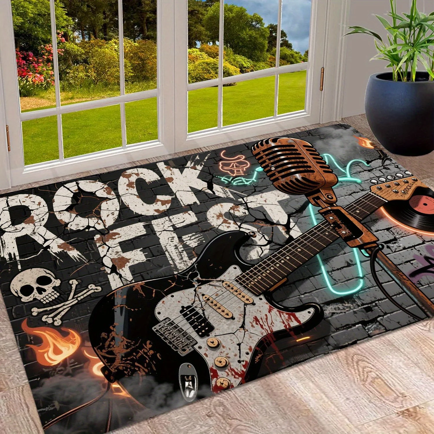 Flannel Sponge  Drip Molding, Weighing Per Square Meter Thickness of 10Mm. A Decorative Mat Featuring a Rock Element