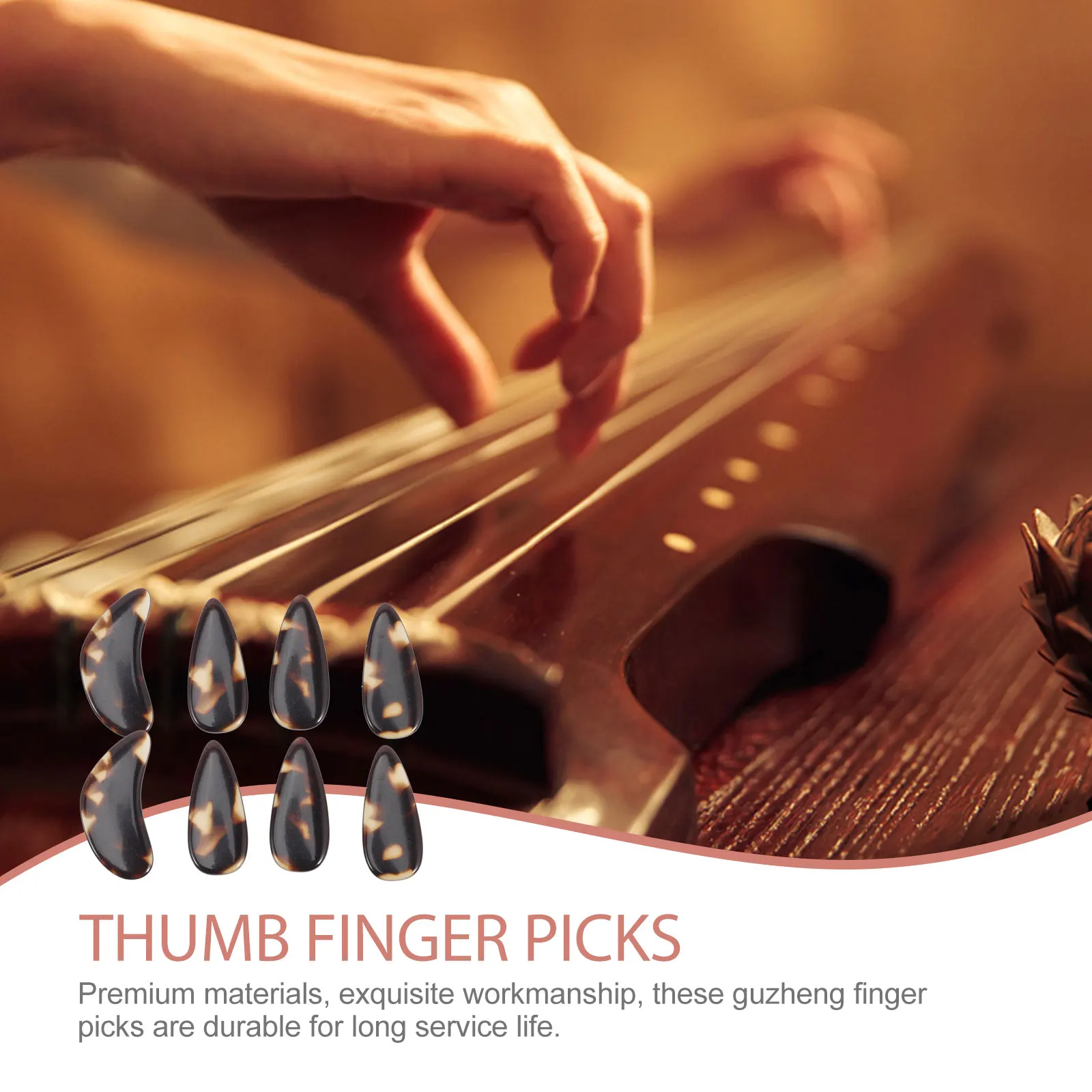 

8pcs Guzheng Finger Picks Nail Protectors String Instrument Thumb Picks Smooth Durable Ergonomic Design Chinese Guzheng
